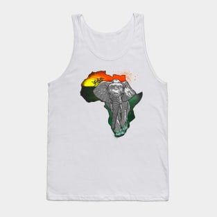 African map, landscape and elephant Tank Top